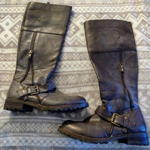 Very Volatile Tall 6.5 Grey Buckle & Zipper Boots